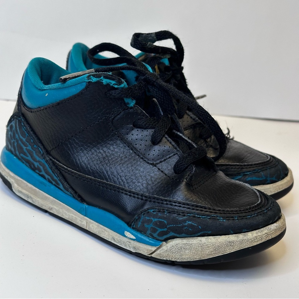 Nike Air Jordan 3 Retro size 10C Youth Black Rio Teal Metallic Gold 441140-018